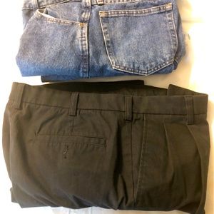Men’s work pants and a pair of jeans